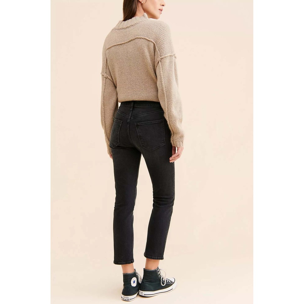 AGOLDE Denim Riley Cropped Slim Straight Jeans Black Size‎ 28 High Rise